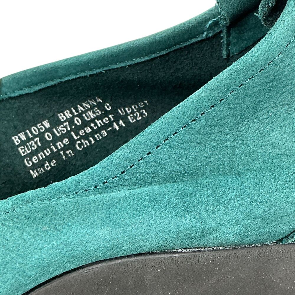Aetrex Brianna Ballet Flat Womens EU37 US7 Aqua Nubuck Leather Comfort Shoes - Picture 10 of 12